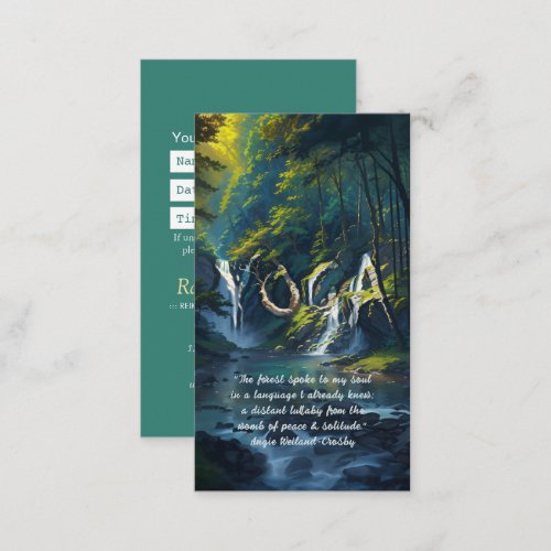 Nature Forest YOGA Hidden Text Reiki Master Quotes Appointment Card