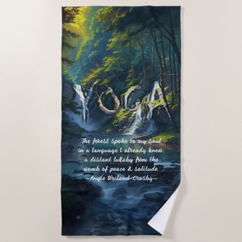 Nature Forest YOGA Hidden Text Reiki Master Quotes Beach Towel