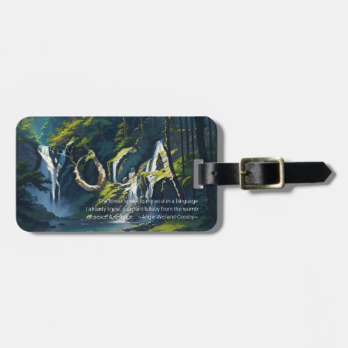 Nature Forest YOGA Hidden Text Reiki Master Quotes Luggage Tag