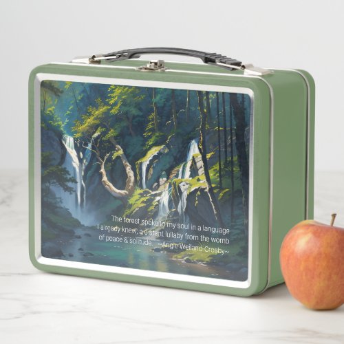 Nature Forest YOGA Hidden Text Reiki Master Quotes Metal Lunch Box