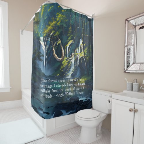 Nature Forest YOGA Hidden Text Reiki Master Quotes Shower Curtain