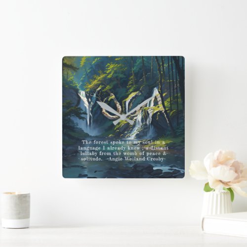 Nature Forest YOGA Hidden Text Reiki Master Quotes Square Wall Clock