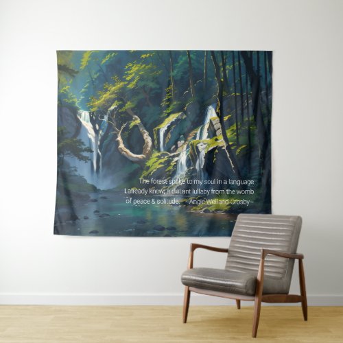 Nature Forest YOGA Hidden Text Reiki Master Quotes Tapestry