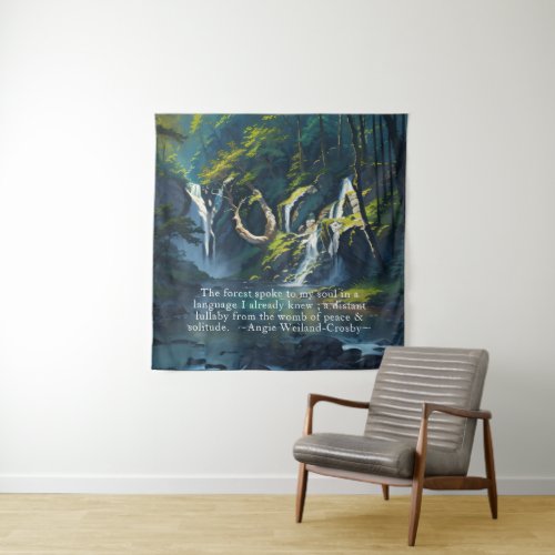 Nature Forest YOGA Hidden Text Reiki Master Quotes Tapestry