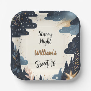 Nature Galaxy adult Cute Starry Night Sweet 16 Paper Plates
