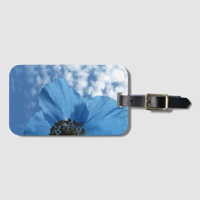 Nature Garden Blue Poppy Flower Luggage Tag (Front Horizontal)