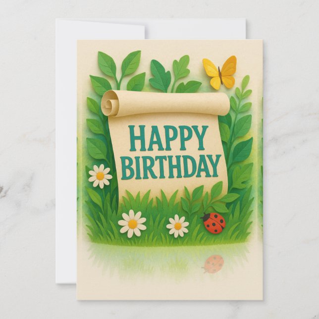 Nature Garden Happy Birthday Card (Front)