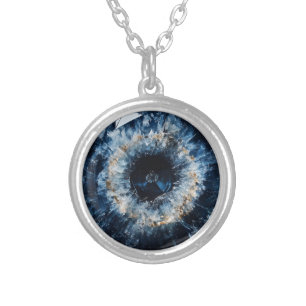 Nature Gem Sapphire Pattern Silver Plated Necklace