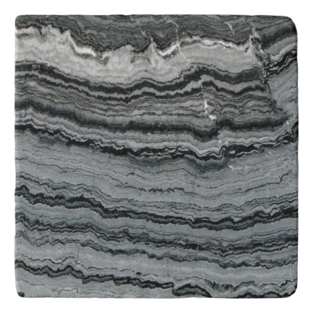 Nature gemstone black white agate marble granite trivet (Front)
