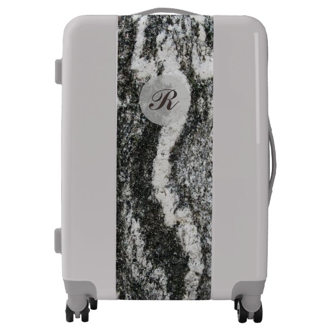 Nature Geology Feline Rock Texture Monogram Luggage (Front)