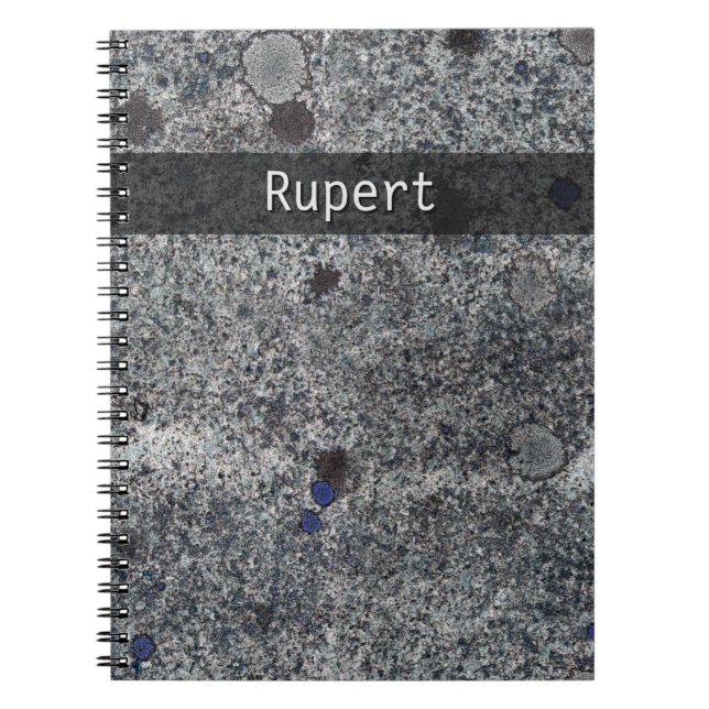 Nature Geology Gray Granite Blue Details any Text Notebook (Front)