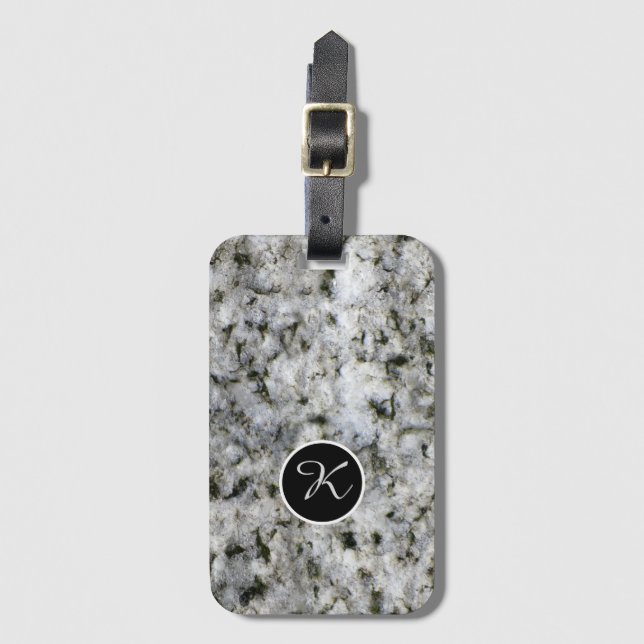 Nature Geology Rock Texture Custom Monogram Luggage Tag (Front Vertical)