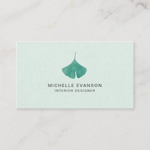 Nature Ginkgo Leaf Mint Green Simple Business Card