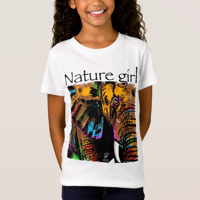 Nature girl elephant rainbow animals T-Shirt (Front)