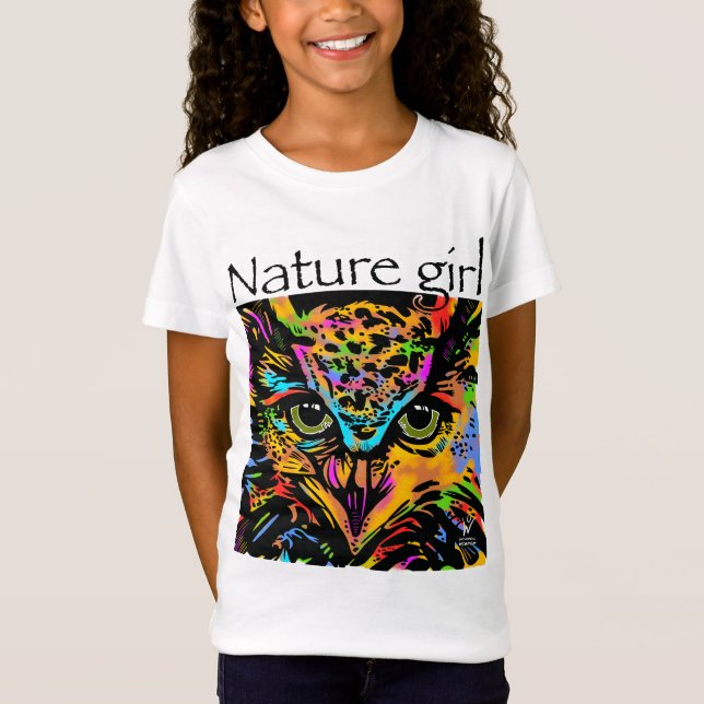 Nature girl owl rainbow animals T-Shirt (Front)