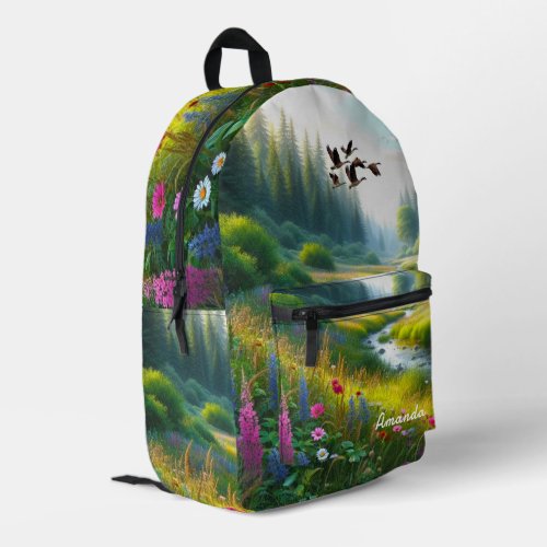 Nature Girl Wildflower Landscape  Printed Backpack