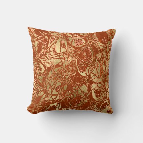 Nature Glitter Abstract Candy Coral Gold Glitter Throw Pillow