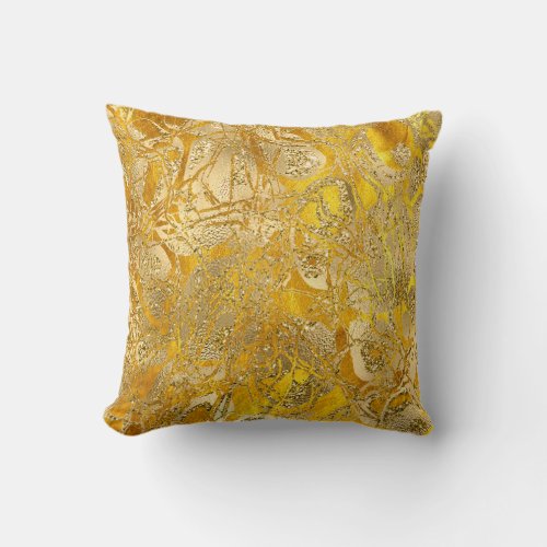 Nature Glitter Abstract Champaigne Gold Glitter Throw Pillow