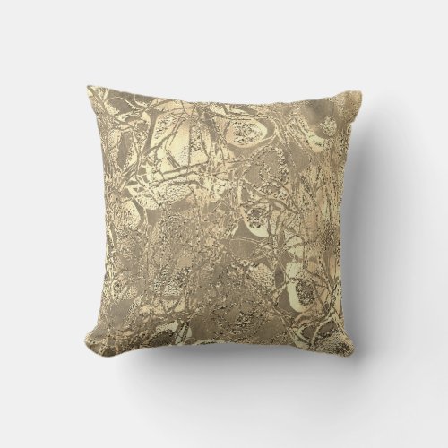 Nature Glitter Abstract Champaigne Gold Sepia Throw Pillow