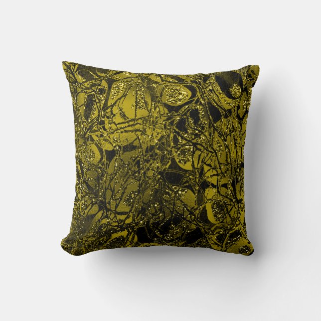 Nature Glitter Abstract Chartreuse Green Mustard Throw Pillow (Front)