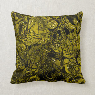 Nature Glitter Abstract Chartreuse Green Mustard Throw Pillow