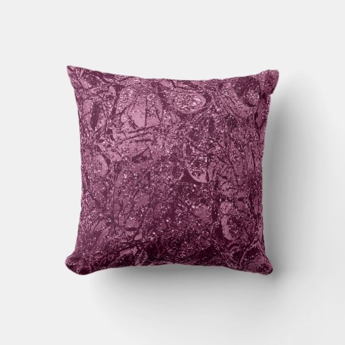 Nature Glitter Abstract Purple Amethyst Plum Glitt Throw Pillow