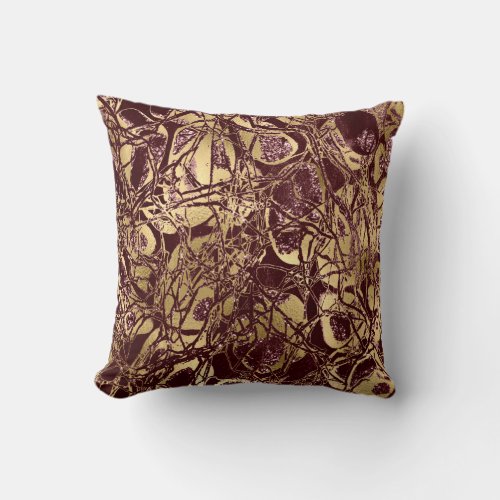 Nature Glitter Abstract Purple Burgundy Plum Glitt Throw Pillow