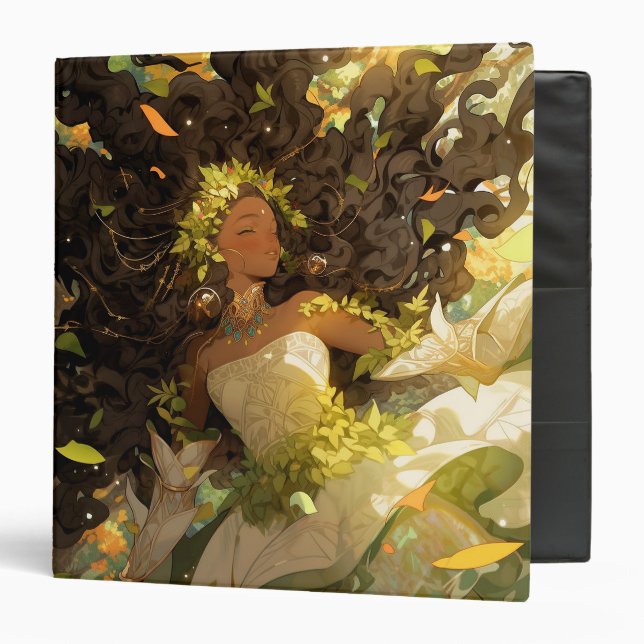 Nature Goddess African American Fantasy Art 3 Ring Binder (Front/Inside)