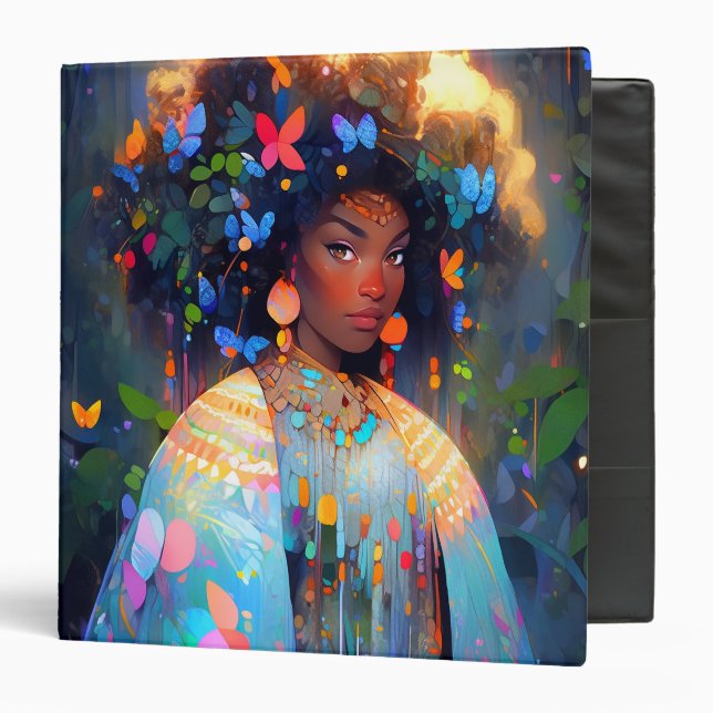 Nature Goddess African American Fantasy Art 3 Ring Binder (Front/Inside)