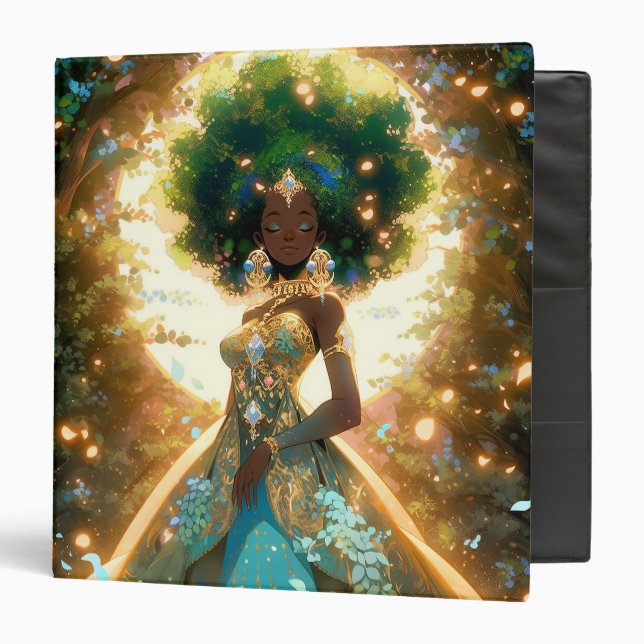 Nature Goddess African American Fantasy Art 3 Ring Binder (Front/Inside)