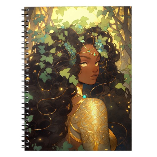 Nature Goddess African American Fantasy Art Notebook (Front)