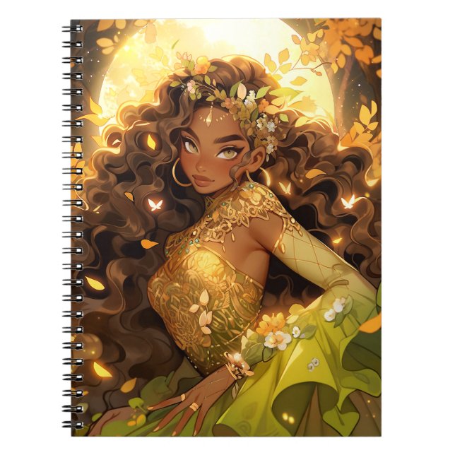 Nature Goddess African American Fantasy Art Notebook (Front)