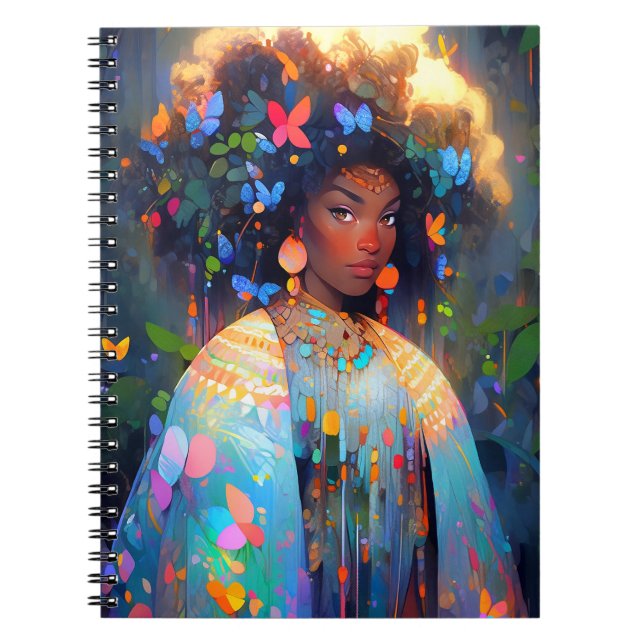 Nature Goddess African American Fantasy Art Notebook (Front)