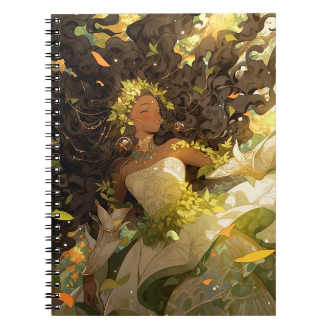 Nature Goddess African American Fantasy Art Notebook (Front)