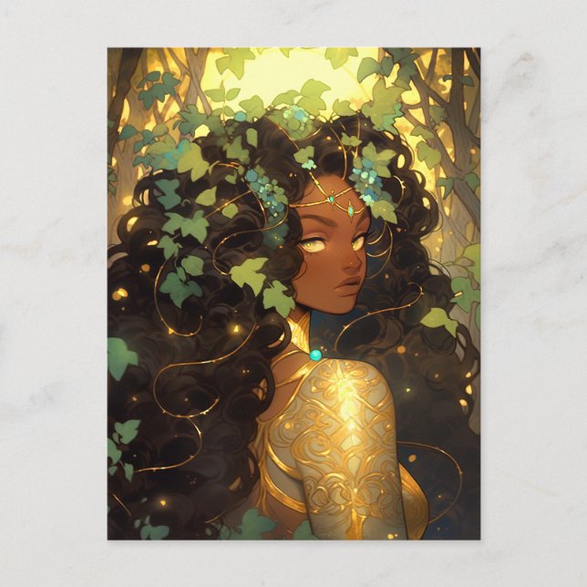 Nature Goddess African American Fantasy Art Postcard (Front)