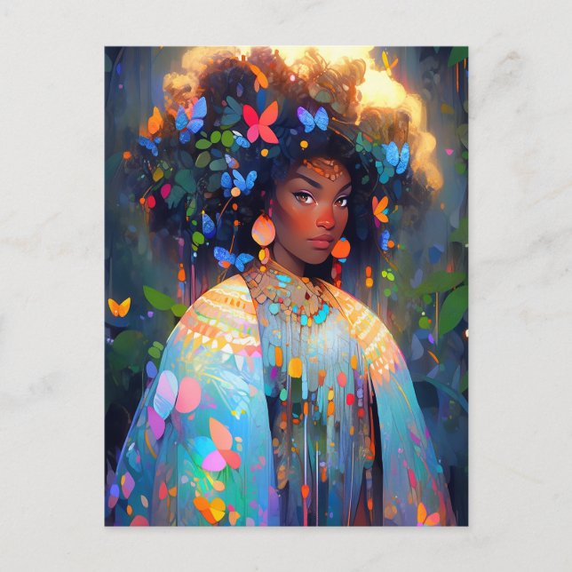 Nature Goddess African American Fantasy Art Postcard (Front)