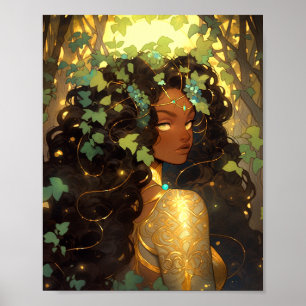 Nature Goddess African American Fantasy Art Poster