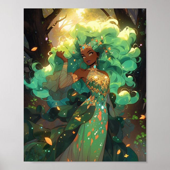 Nature Goddess African American Fantasy Art Poster (Front)
