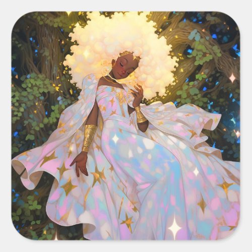 Nature Goddess African American Fantasy Art Square Sticker