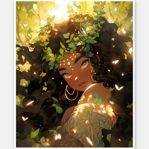 Nature Goddess African American Fantasy Art Sticker
