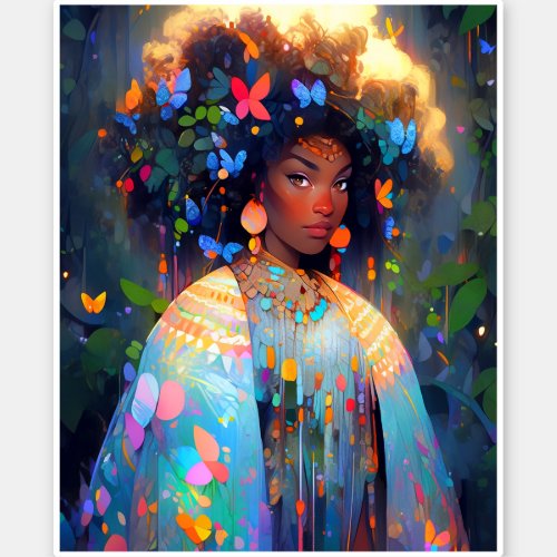 Nature Goddess African American Fantasy Art Sticker