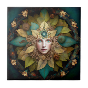 Nature Goddess Mandala Ceramic Tile