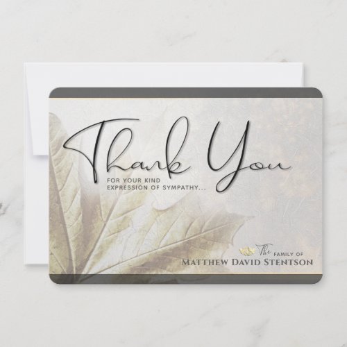 Nature Golden Autumn Leaf Sympathy Thank You Card