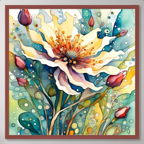 Nature Grace in Abstract Captivate Flower Painting Poster