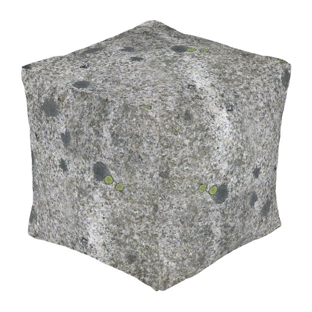 Nature Gray Granite Rock Texture Outdoor Pouf (Angled Front)