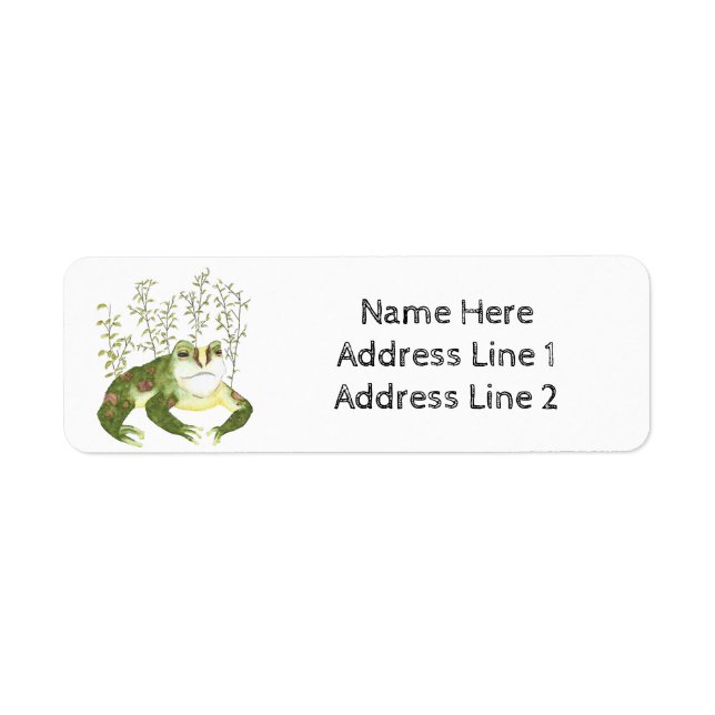 Nature Green Cute Animal Art Watercolor Frog Label (Front)