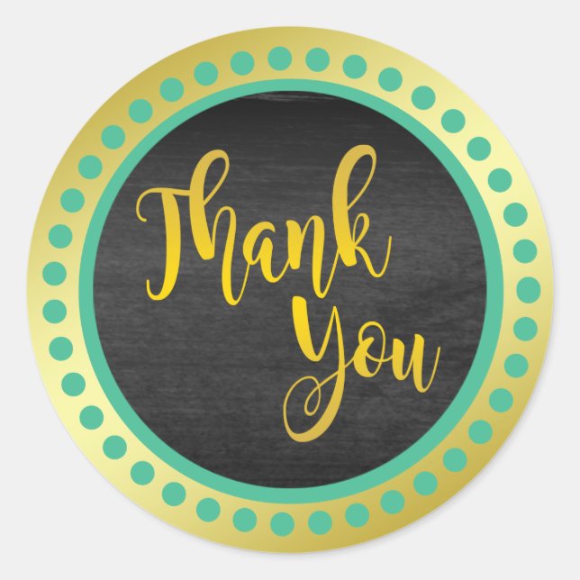 Nature Green Gold Thank You Classic Round Sticker (Front)
