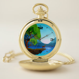 Nature Green Scenery Pocket Watch