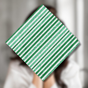 Nature Green White Horizontal Glitter Stripes Bandana