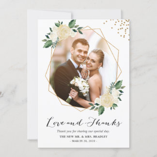 Nature Greenery Floral Wedding Photo Thank You